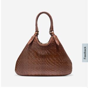 COLE HAAN Genevieve Woven Triangle brown  Patent Leather Tote/Shoulder Bag